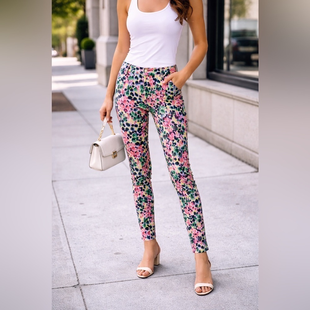 Gap Colorful Abstract Print Skinny Pants Jeans| Multicolor Slim Fit 0